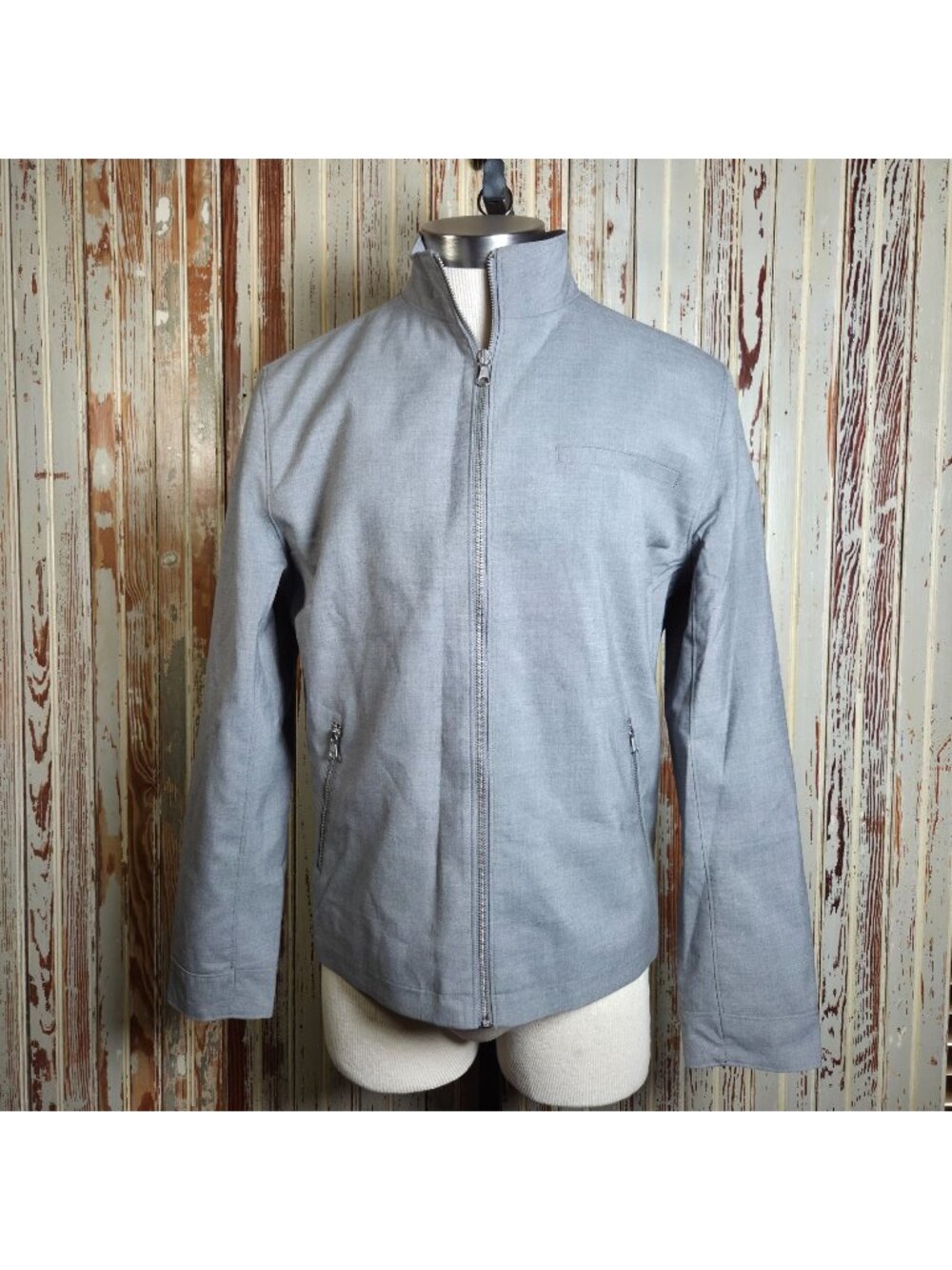 Banana Republic Performance Zip Jacket Medium Gray Lightweight Made In Vietnam